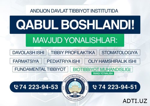 ANDIJON DAVLAT TIBBIYOT INSTITUTIDA QABUL BOSHLANDI!